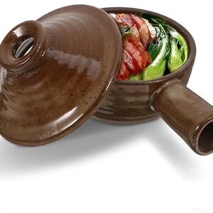 Brown Ceramic Cooking Pot with Lid